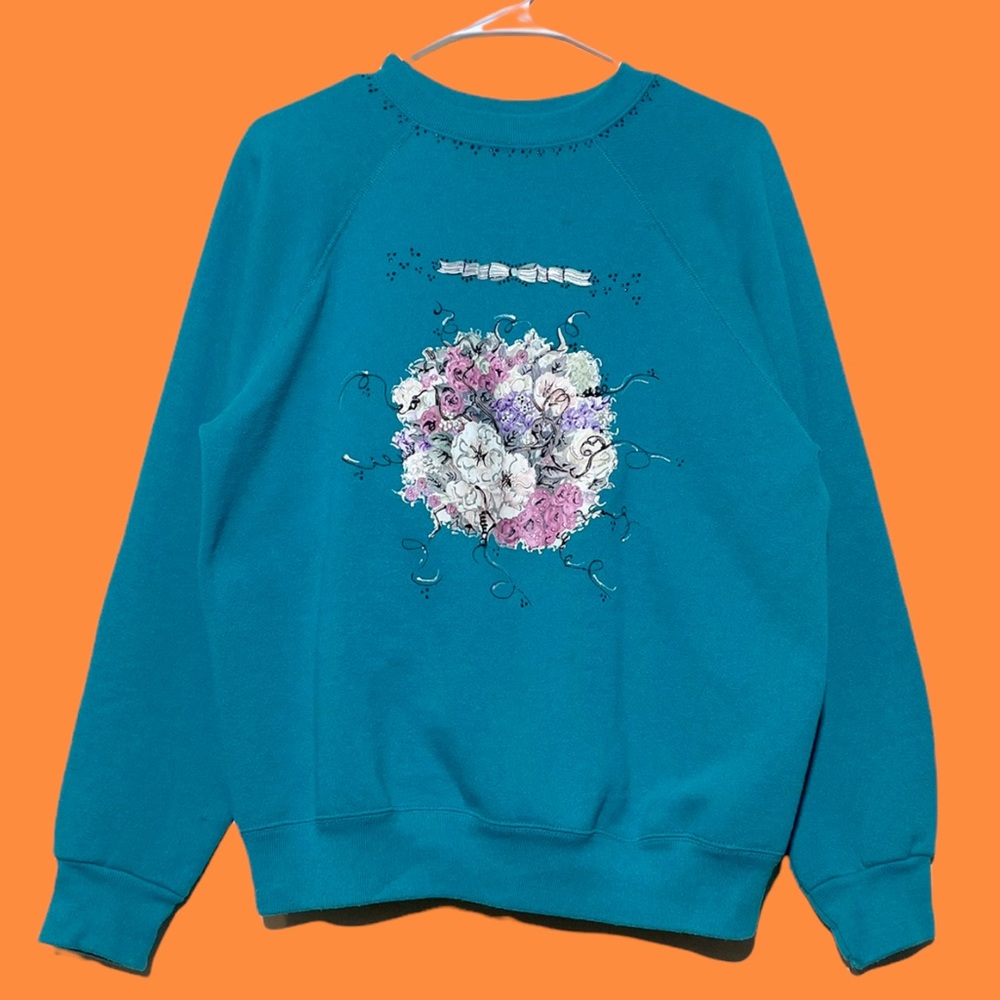 Vintage Puffy Paint Floral Bouquet Sweatshirt